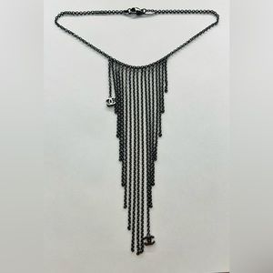 Vintage CHANEL Fringe Logo Droplet Necklace (2001)